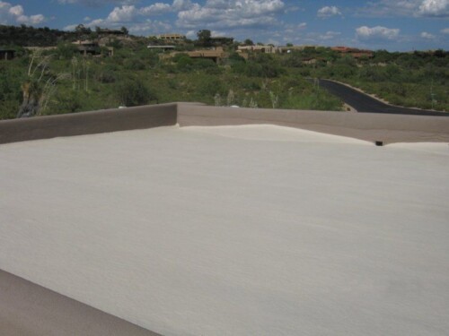 A flat residential roof in Phoenix, AZ. It was repaired and recoated by Sunland Coatings - the flat roof specialists.